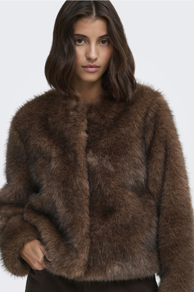 Jacqueline de Yong bruine dames jas | Model vooraanzicht