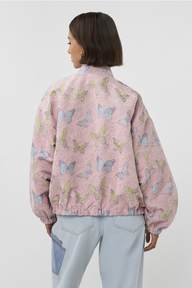 Studio Amaya roze dames jas | Model achteraanzicht