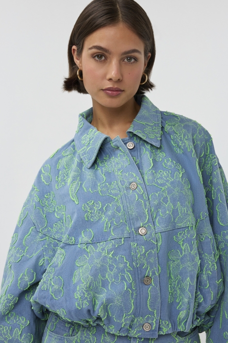 Studio Amaya groene dames jas | Model vooraanzicht