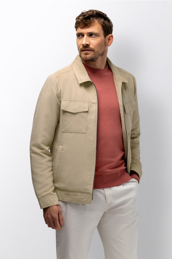 State of Art beige heren jas | Model vooraanzicht