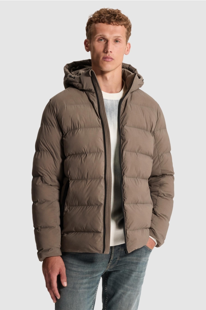Cast Iron taupe heren jas | Model vooraanzicht