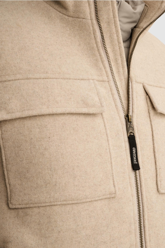 Vanguard beige heren jas | Close up