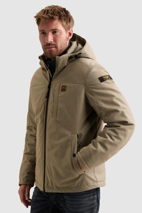PME legend taupe heren jas | Model zijaanzicht