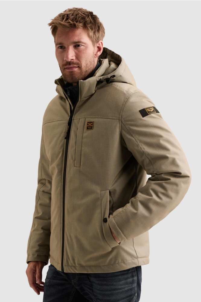 PME legend taupe heren jas | Model zijaanzicht