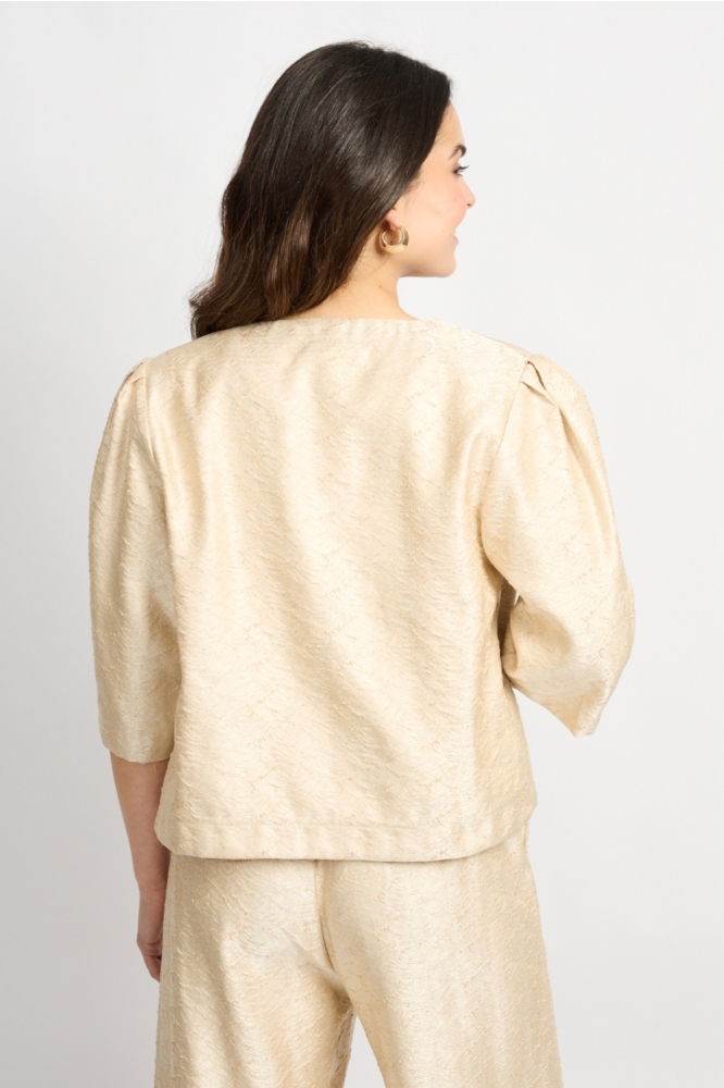 C&S The Label zand dames blazer | Model achteraanzicht