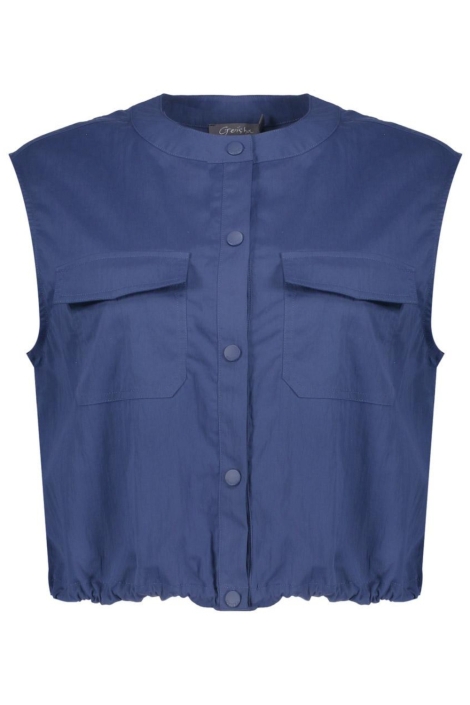 Geisha blauwe dames gilet | Vooraanzicht