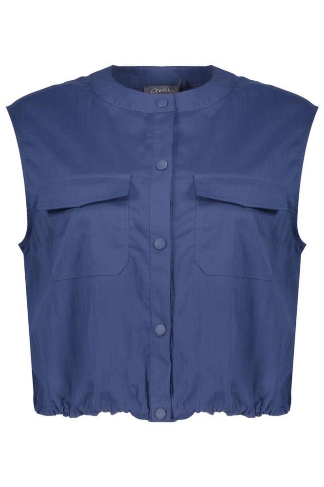 Geisha blauwe dames gilet | Vooraanzicht
