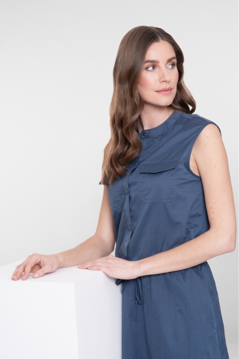 Geisha blauwe dames gilet | Model vooraanzicht