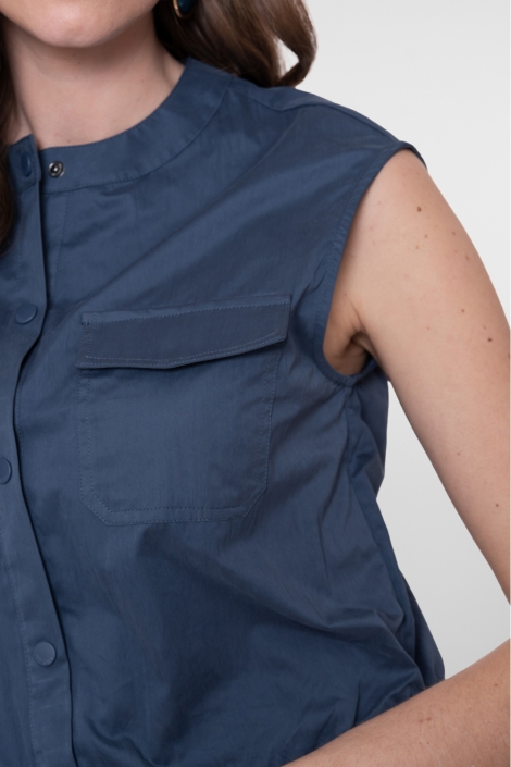 Geisha blauwe dames gilet | Close up