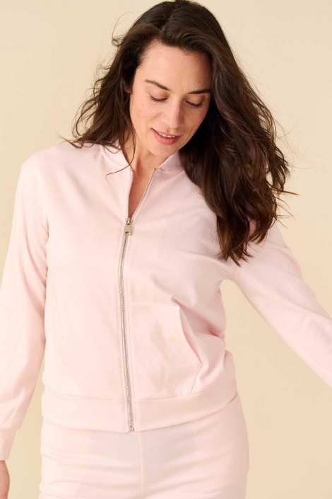 FOS Amsterdam roze dames vest | Model vooraanzicht