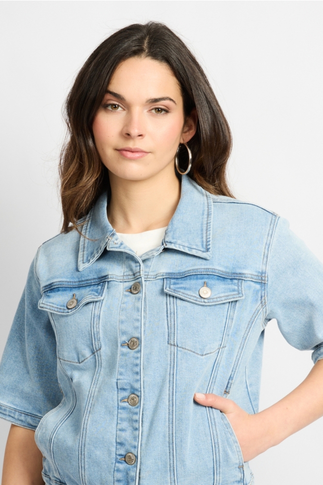 C&S The Label blauwe dames jas | Close up