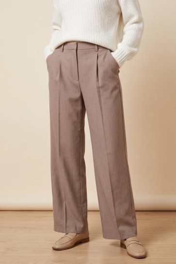 Vero Moda Broek VMCASSIDY MW WIDE PLEATED PANT 10358680 FOSSIL/ MELANGE