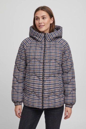 Jacqueline de Yong Jas JDYPOWER SHORT CHECK HOOD PUFFER OT 15392731 Black Iris/CHECKS