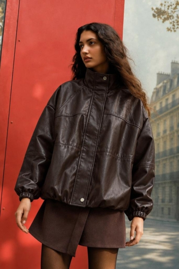 Only Jas ONLINA FAUX LEATHER BALLOON JACKET 15390712 Raven