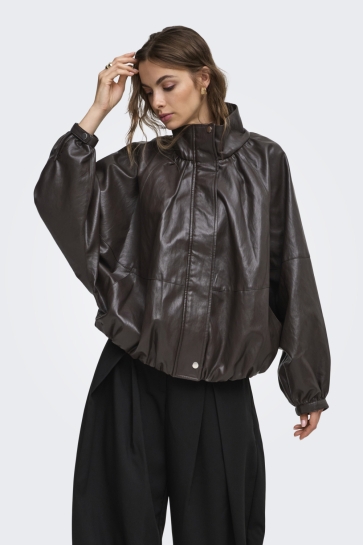 Only Jas ONLINA FAUX LEATHER BALLOON JACKET 15390712 Raven