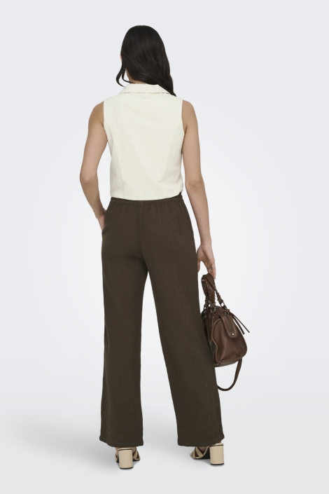 Jacqueline de Yong beige dames gilet | Model achteraanzicht