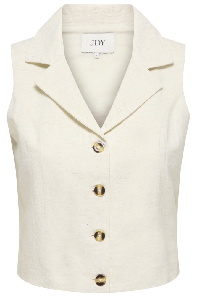 Jacqueline de Yong beige dames gilet | Vooraanzicht
