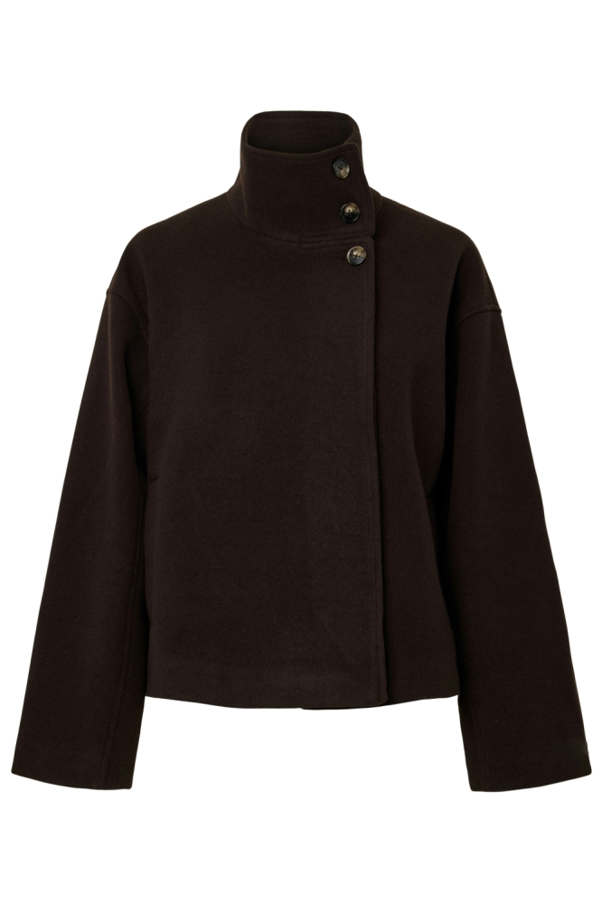 Pieces bruine dames jas | Vooraanzicht