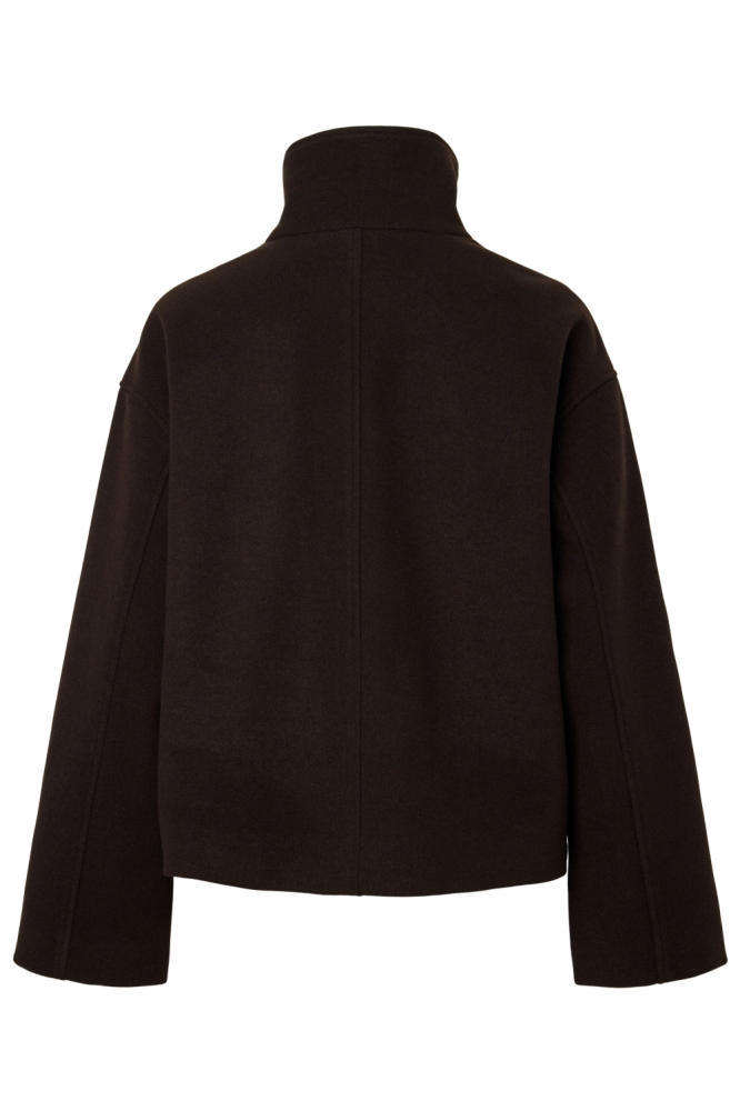 Pieces bruine dames jas | Achteraanzicht