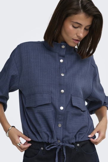 Jacqueline de Yong Jas JDYVESTA L/S SHACKET WVN 15384145 NAVY BLAZER/PINESTRIPE