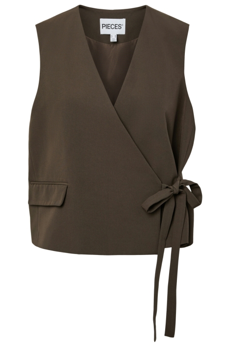 Pieces bruine dames gilet | Vooraanzicht
