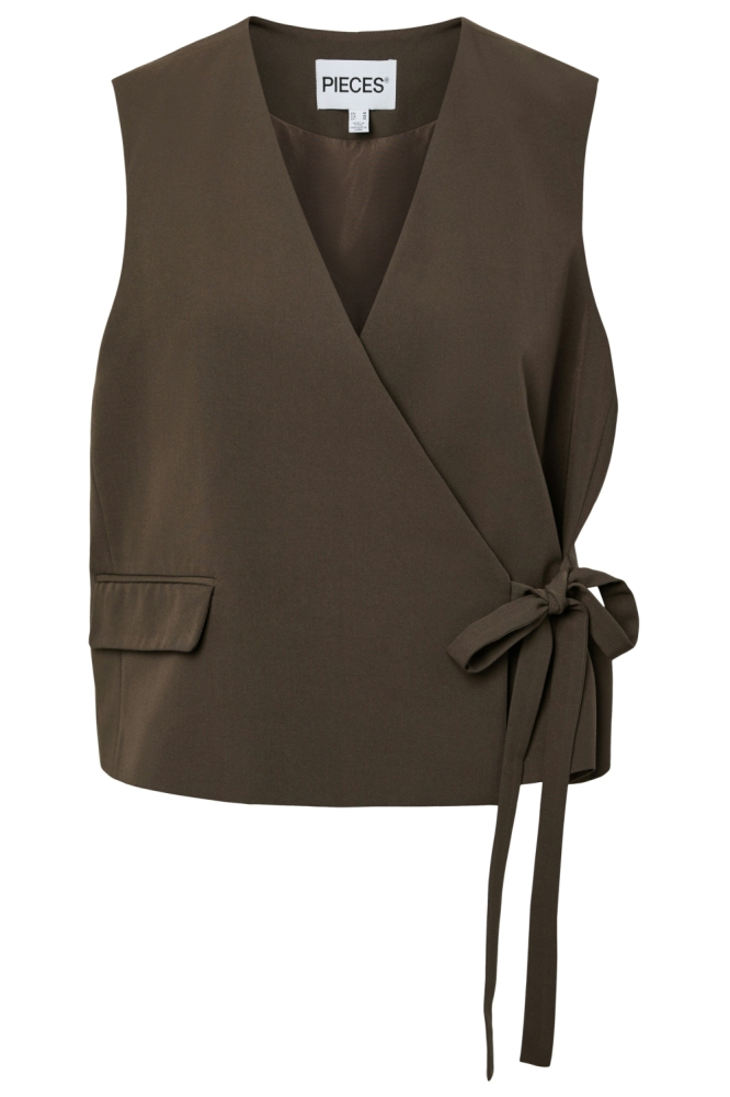 Pieces bruine dames gilet | Vooraanzicht