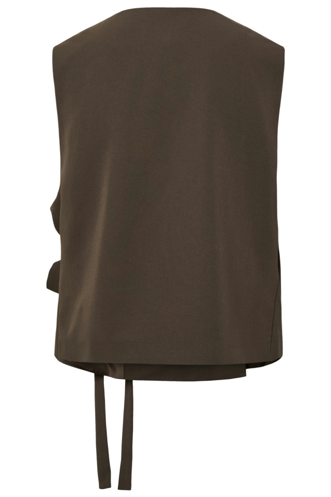 Pieces bruine dames gilet | Achteraanzicht