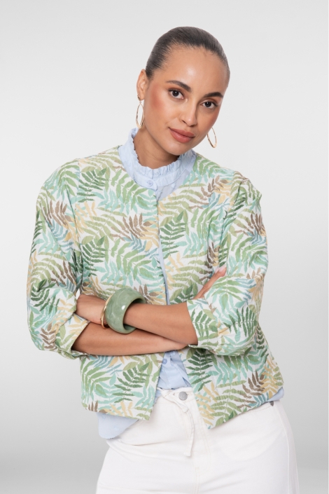 Geisha groene dames vest | Model vooraanzicht