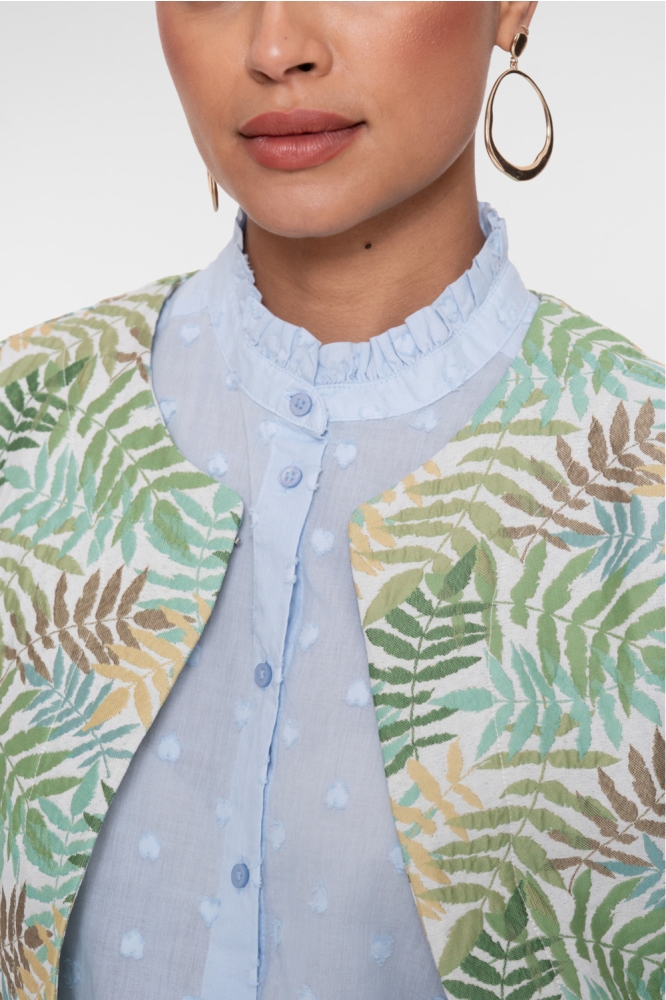 Geisha groene dames vest | Close up