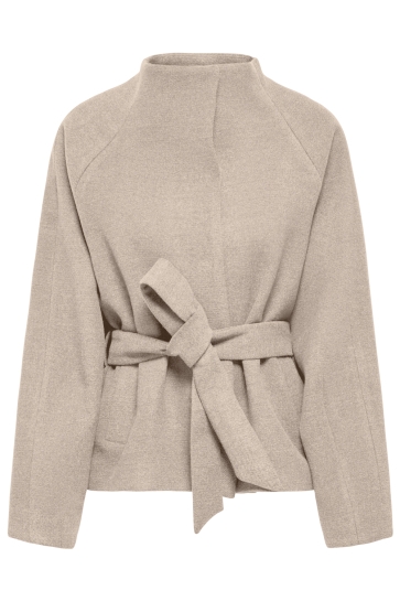 Jacqueline de Yong Jas JDYBLAKE SHORT BELT JACKET OTW HAB 15382962 Oatmeal/MELANGE