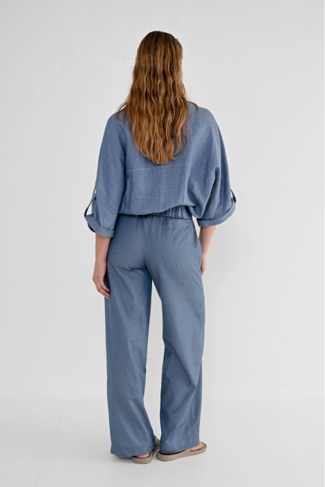 Zizo blauwe dames jas | Model achteraanzicht