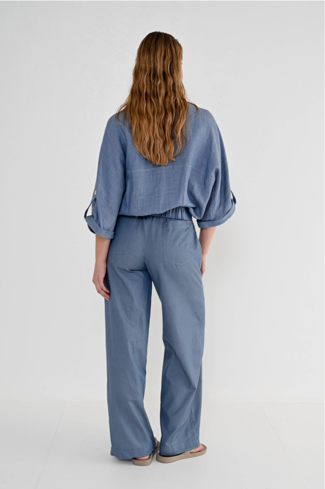 Zizo blauwe dames jas | Model achteraanzicht