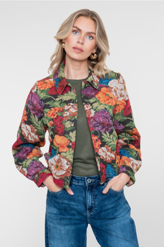 Geisha multi color dames jas | Model vooraanzicht