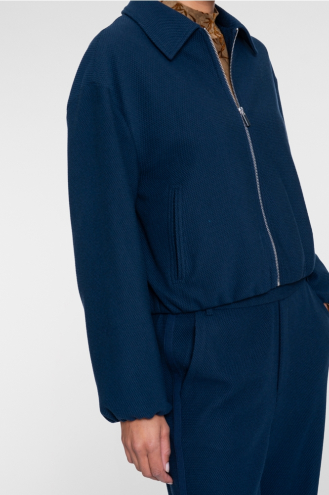 Geisha blauwe dames vest | Close up