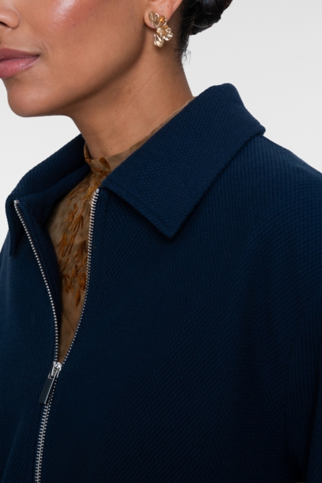 Geisha blauwe dames vest | Close up