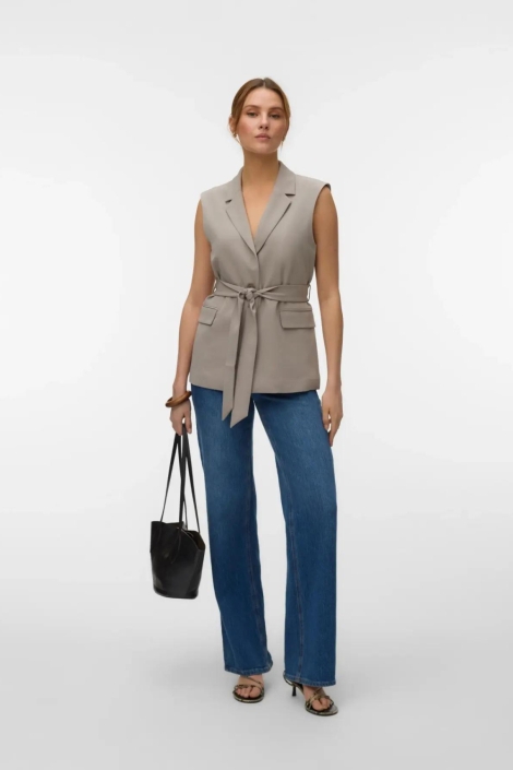 Vero Moda taupe dames gilet | Model vooraanzicht