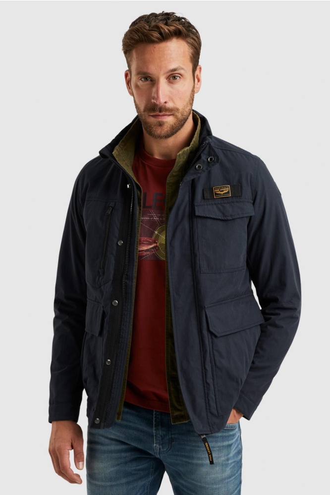 PME legend blauwe heren jas | Model vooraanzicht