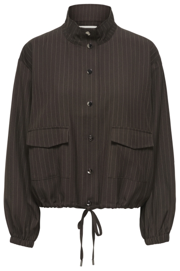 Jacqueline de Yong Jas JDYLUMI BOMBER SHACKET WVN EXP 15396584 Chocolate Torte/CLOUD DANCER