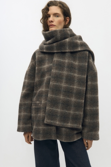 Object Jas OBJMAISE L/S LO SCARF JACKET NOOS 23049278 Carafe/ Check