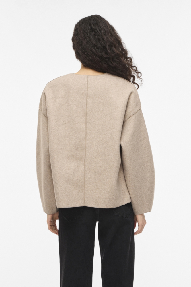 Vila beige dames jas | Model achteraanzicht