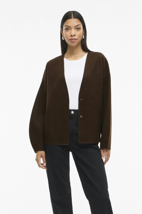 Vila bruine dames jas | Model vooraanzicht