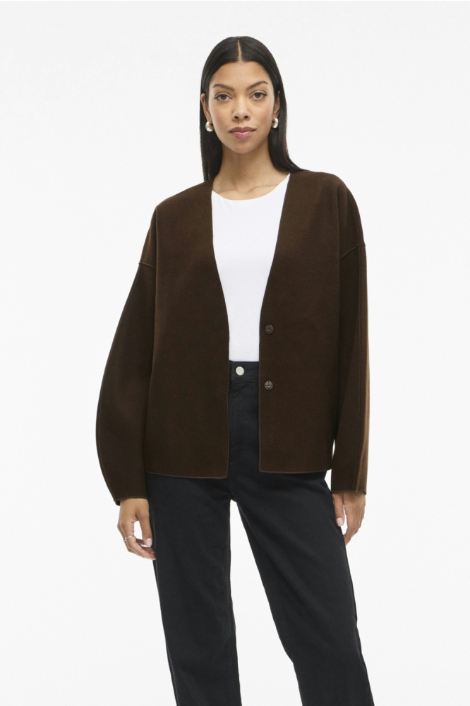 Vila bruine dames jas | Model vooraanzicht