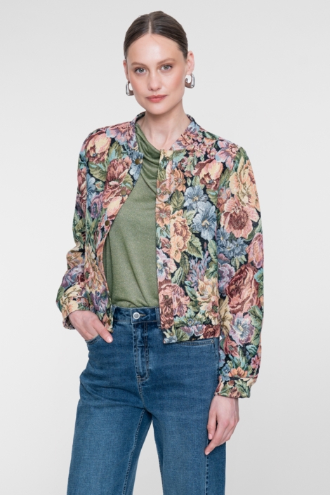 Geisha multi color dames jas | Model vooraanzicht