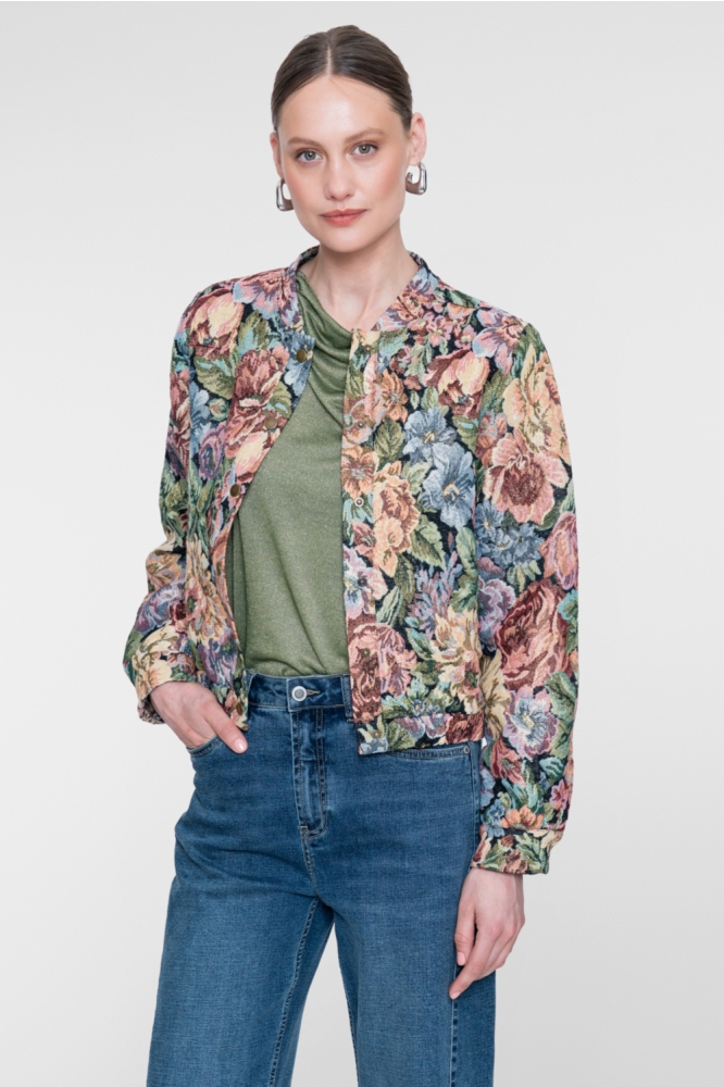Geisha multi color dames jas | Model vooraanzicht