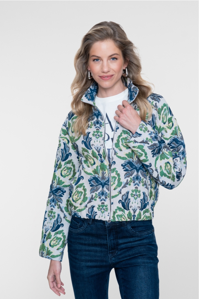 Geisha blauwe dames jas | Model vooraanzicht