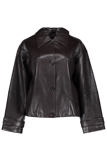 Geisha Blazer KORT PU JACK MET STOERE DETAILS EN BALLONFIT 65562-19 000785 dark brown