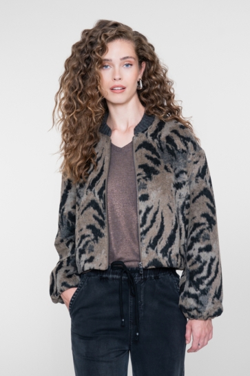 Geisha Jas BOMBERJACK MET ANIMALPRINT 6551710 000999 black/grey/brown