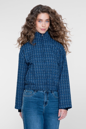 Geisha Jas TWEED JASJE MET SPORTIEVE DETAILS 65602 20 Navy/Lurex