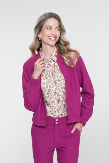 Geisha Vest COMFY BOMBER MET HONEYBOMB STRUCTUUR 65555 21 cyclame
