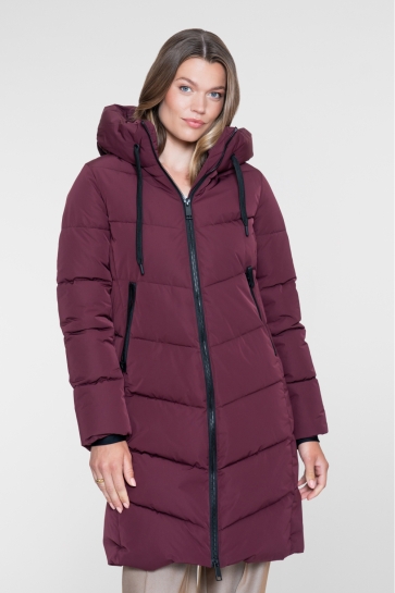Geisha Jas LANGE GEWATTEERDE JAS MET OPSTAANDE CAPUCHON 68534 18 000480 burgundy